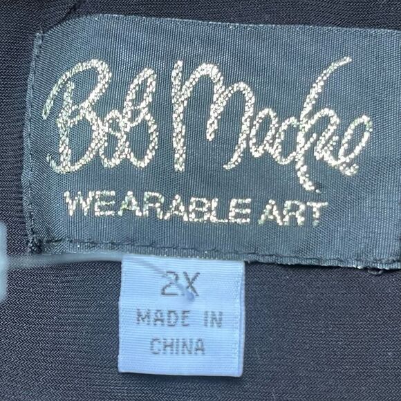 Bob Mackie Art Deco Black Short Sleeve Shift Dress Silver Sequins & Jewels Detai - Picture 4 of 5